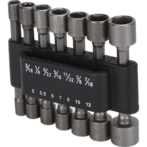 Set mit 14 Sechskant-Steckschlüsseleinsätzen aus Chrom-Vanadium-Stahl, ABS-Bohrfutter mit Aufbewahrungsbasis, Schraubendreherzubehör für Bohrmaschine (1/5)