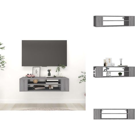 Armoire TV suspendue Sonoma gris 100x30x26,5 cm Bois Ingénierie - Meuble Tv Suspendu - Armoire Tv - Meuble Tv Design - Rangement Tv - Meuble Salon (1/5)