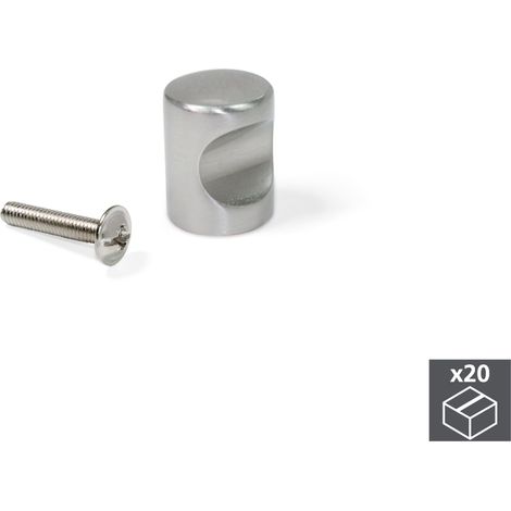 Emuca Lote de 20 pomos para mueble Panama, diámetro 20mm, Zamak, Niquel satinado