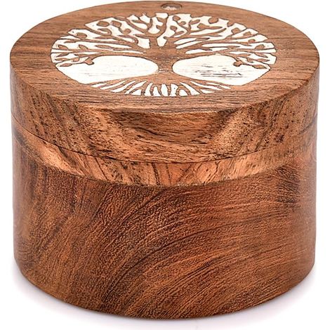 Urne Arbre de Vie en Bois pour Cendres humaines pour Cendres – Urne funéraire pour Cendres de Chiens, boîte à Souvenirs, urne pour Chien et Chat (8,9 x 8,9 x 6,3 cm) (1/4)