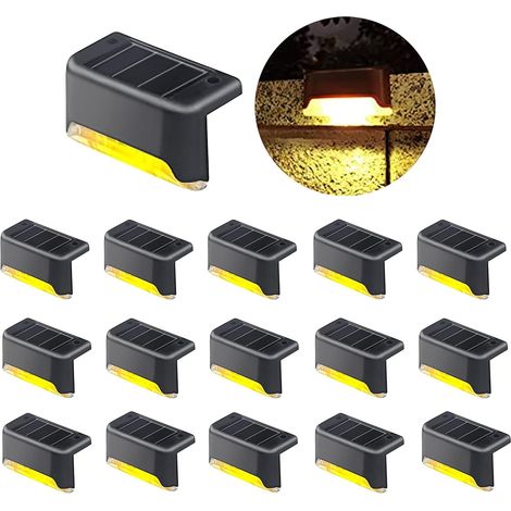 Lampes solaires pour marchepied, éclairage d'extérieur à énergie solaire avec capteur pour marches, lampes solaires étanches, lampes solaires pour marches de terrasse, lampes d'extérieur à piles (1/5)