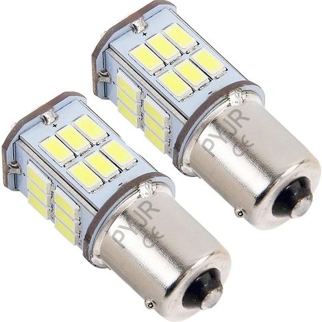 Lot de 2 Ampoule Led Ba15s 5W Blanc 600lm Pour Feu De Recul Voiture Bateau RV