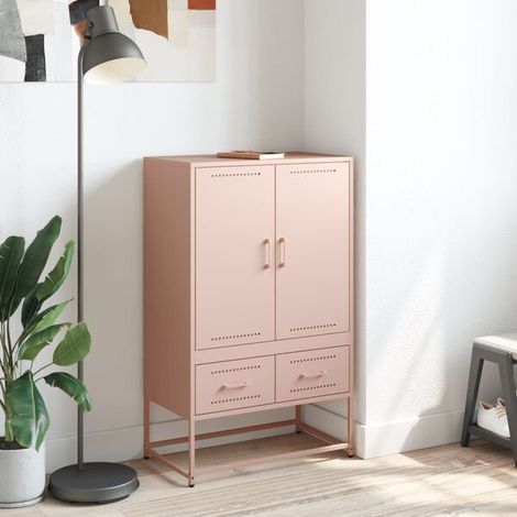 Buffet de Cuisine Rose 68x39x111,5 cm - Meuble Rangement Haut avec Structure en Acier, Design Moderne pour Salle à Manger et Salon (1/5)