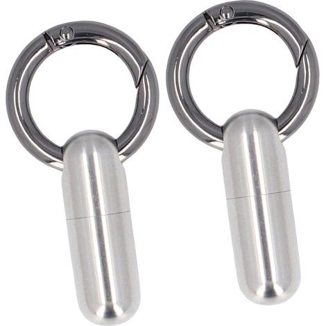 Lot de 2 étuis à capsules portables en acier inoxydable, hermétiques et munis d'un porte-clés. Boîte de rangement pour capsules, idéale pour la randonnée et les voyages (couleur argent). (1/5)