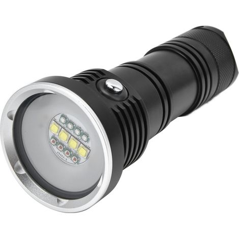 Lampe torche 12 LED IP68 10000 lm en aluminium avec 3 couleurs et 5 modes d'éclairage pour la plongée et la pêche (1/5)