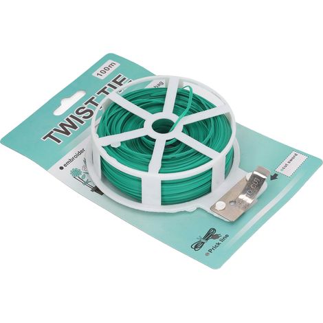 Cordon de tuteur pour plantes avec attache torsadée, 100 m, en PE, avec outil de coupe pour jardinage et horticulture. (1/5)