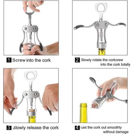 Ouvre-Bouteille - Tire-Bouchon - Acier inoxydable - Poignées anti-dérapantes - Compact (1/4)