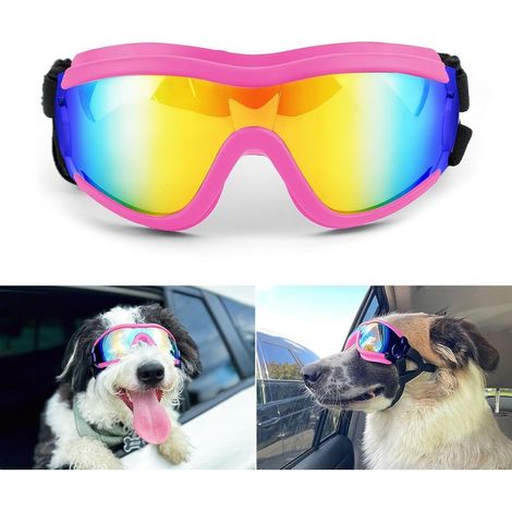 Lunettes de protection pour chien, lunettes de soleil pour chien avec sangle réglable, protection UV, imperméables et coupe-vent, adaptées aux chiens de taille moyenne et grande (colorées) (1/4)