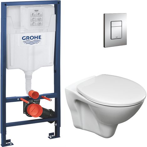 Pack WC Bâti-support Rapid SL + WC suspendu Jika Neo + Abattant + Plaque Chrome