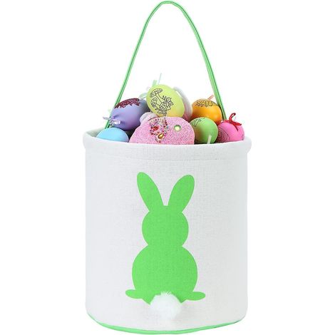 Sacs à œufs en toile de coton personnalisée, décorés d'un lapin et d'une queue duveteuse, pour Pâques. (1/5)