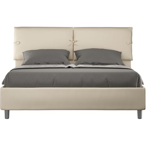 Letto matrimoniale contenitore 160x190 cuscini imbottito Sleeper  Color: Beige (1/4)