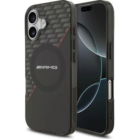 Funda AMG de doble capa transparente con diseño de rombos y MagSafe para iPhone 17 - Negro y rojo (1/5)