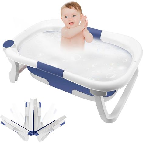 Kind Faltbare Babybadewanne,Haloyo®,Faltbare Baby Badewanne,zusammenklappbare Babywanne,Neugeborene von 0-24 Monaten Geeignet,63 x 43 x 20cm,Blau