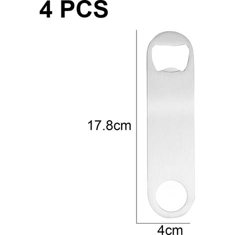 Ouvre-bouteilles Plat - Acier Inoxydable - Pour Bière Boissons Gazéifiées Jus - Usage Domestique et Professionnel - Lot de 6 (1/5)