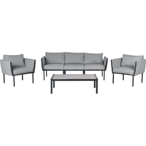 Garden Lounge Set with Table 5 Seater SKALA Metal Dark Grey