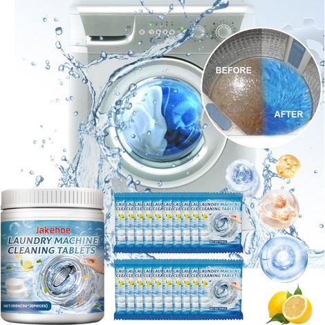 Pastilles effervescentes pour lave-linge (modèles à tambour et à pulsateur) - Nettoient rapidement la saleté et les odeurs - 100 g (5 g x 20 pastilles) (1/5)