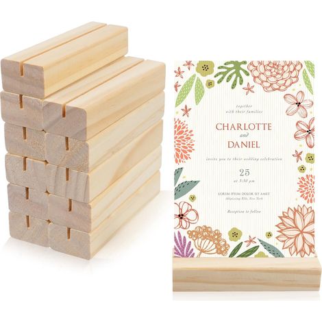 12 Pcs Porte Photo Sur Pied, porte-cartes de table en bois, Porte Carte Bois, Support Photo Cartes Menu Mariage pour Presentoir Cartes Postale Mariages Restaurants Banquet de Fêtes (1/5)