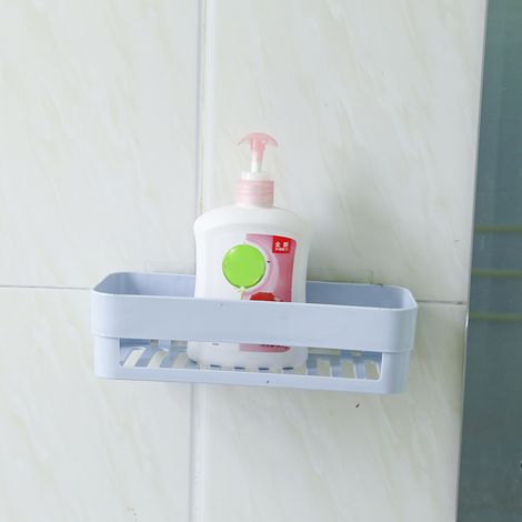 1 Étagère de rangement murale d'angle pour salle de bain et cuisine, support de douche adhésif, bleu, 1 pièce (1/3)