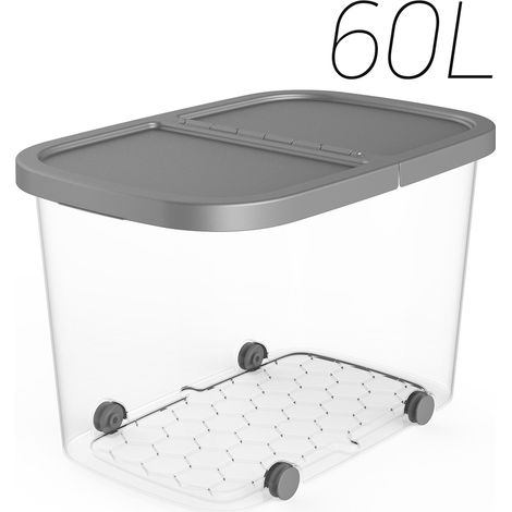 CAJA MULTIUSOS RUEDAS 59X39X38 CM 60L PLATA