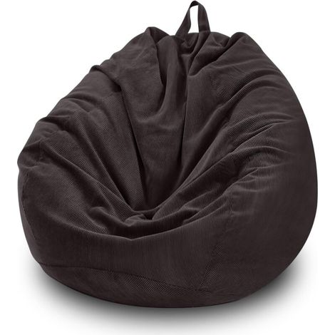 Housse de pouf poire en velours côtelé doux - Housse de pouf de rangement pour enfants, adultes, animaux de compagnie, chiens, chats (gris foncé)