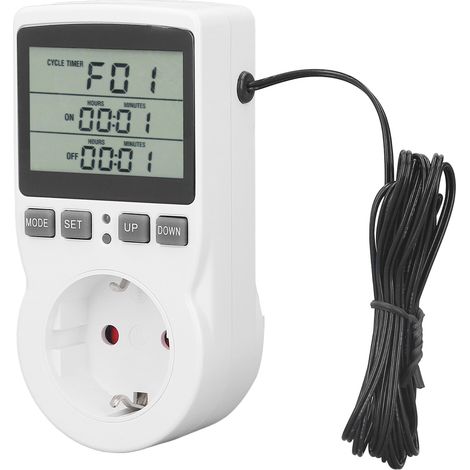 Thermostat électronique avec écran LCD, boîtier ABS, prise UE, 100-250 V, 50/60 Hz, 16 A, 3680 W. (1/5)