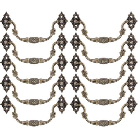 Paquet de 10 boutons de meubles vintage, boutons de tiroir antiques avec vis, boutons de commode vintage en alliage de zinc pour portes de meubles, armoire, armoire (bronze) (1/4)