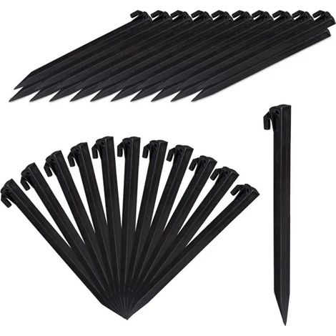 Sardine De Tente - 31 Cm - Plastique Noir - Pour Sol Et Jardin - Lot De 64