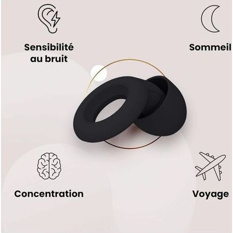 Loop Quiet Bouchons d'oreille pour la réduction du bruit - Protections auditives super douces et réutilisables, pour le sommeil et la sensibilité au bruit - 8 embouts en XS/S/M/L - SNR 27dB - Noir