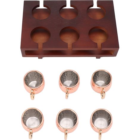 Ensemble de 6 tasses à cocktail Mule de 6 cl avec support, robustes et décoratives, style marteau, pour bar et restaurant. (1/5)