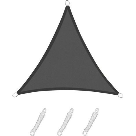 Dreieckiges Sonnensegel 3,6 x 3,6 x 3,6 m, Graphitfarbe, wasserdichtes Material, 95 % UV-Schutz, für den Außenbereich, Garten, Terrasse und Pool (1/5)