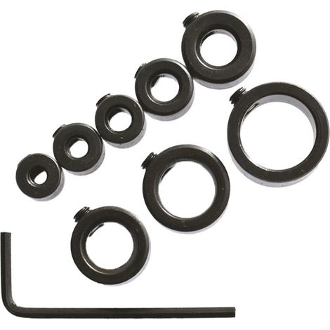 Anillo limitador de brocas de 8 piezas, anillo limitador de profundidad para brocas helicoidales de 3-16 mm, abrazadera redonda para tornillos de carpintería, herramienta de posicionamiento con llave. (1/4)