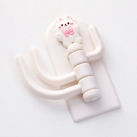 Nouveau crochet à trois crochets de dessin animé, mignon, sans perçage, crochet adhésif sans trace pour les dortoirs étudiants, crochets muraux et de porte pour clés, nœud et lapin. (1/5)