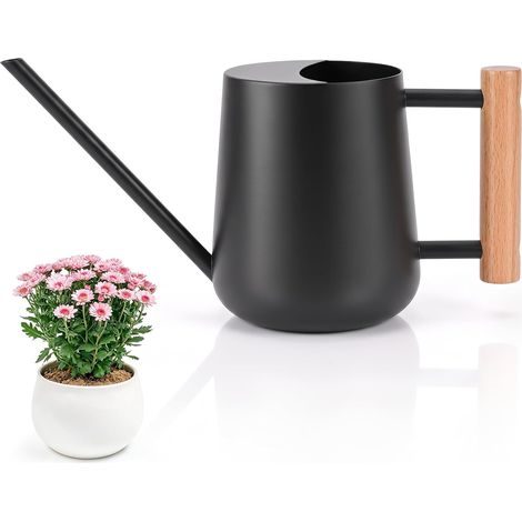 1L/35oz Arrosoir en Acier Inoxydable Arrosoir pour Jardin Plante Succulente Fleurs Petit Mini Arrosoir à Long Bec 1000ml intérieur et Extérieur Arrosoir n Métal Noir (1/5)