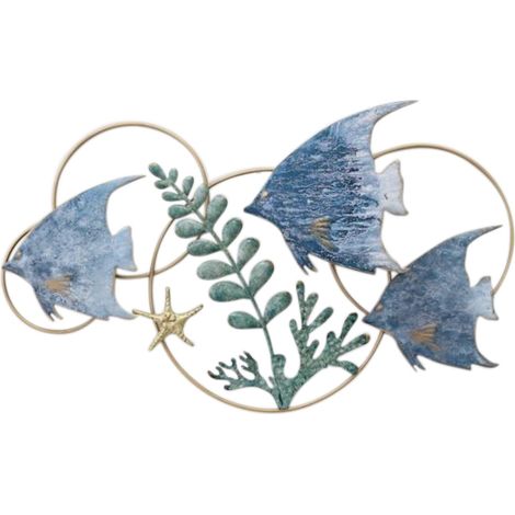 Ornement mural de poisson en métal, décoration de maison nautique, applique maritime, style marin et finition élégante