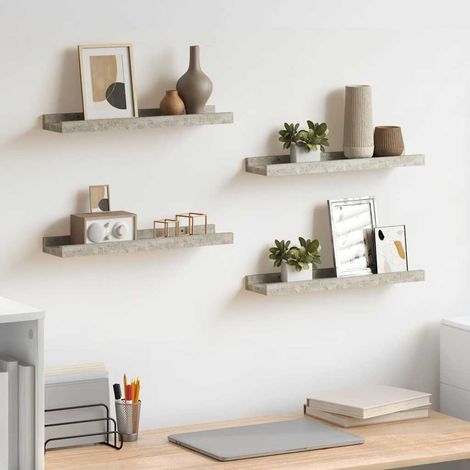 326704 vidaXL Wall Shelves 4 pcs Concrete Grey 40x9x3 cm (1/5)