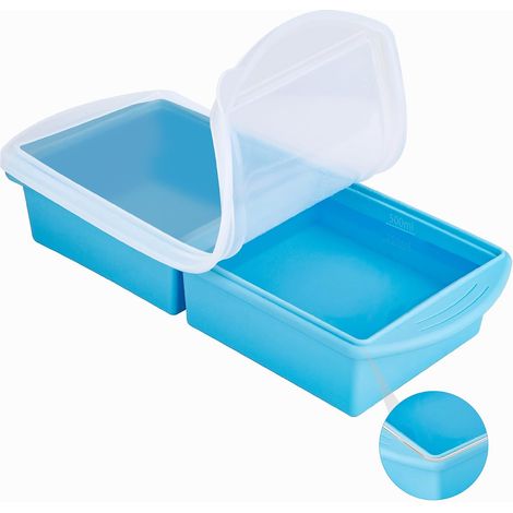 2 Plateaux de congélation en silicone avec couvercle, portions 250 ml et 500 ml, moule empilable pour soupe et (1/5)