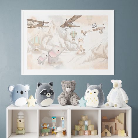 Poster / Affiche enfants - Avions et animaux - 50x75 cm (1/3)
