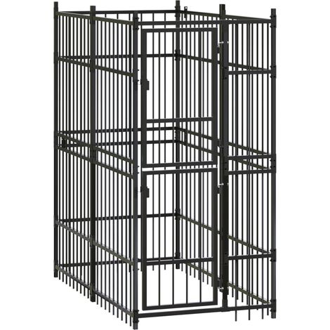 Cuccia gabbia per animali da esterno pac per cani in acciaio 1,84 m² nero 020041776