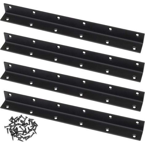 Lot de 4 connecteurs d’angle en L, équerres métalliques perforées à 90°, renforts robustes pour bois, tables, armoires et meubles (201 x 25 x 25 mm) (1/5)
