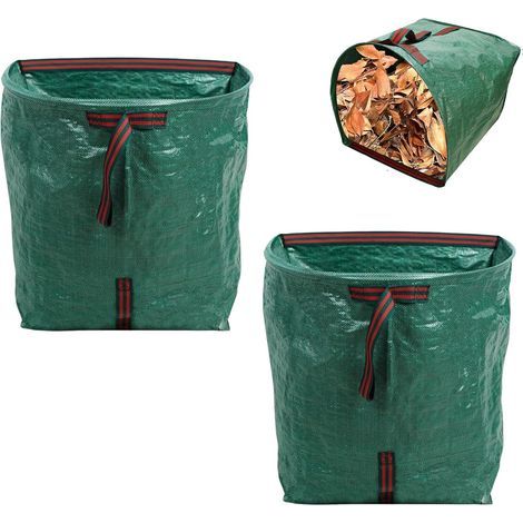 2 pièces Garden Waste Sac 150L, sac de jardin à feuilles, coupe cuttle verte, déchets de stable, Grassack avec poignées, récipient déchets pliable, récipient pour les jardin (1/5)