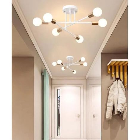 Yowei 2pcs Plafonnier Retro,6Lampes Moderne Lustre Plafonnier Industriel Vintage E27 Éclairage Luminaire Designe Edison pour Salon (1/4)