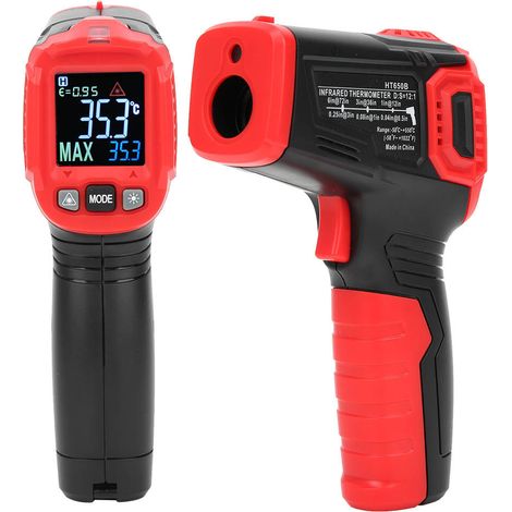Thermomètre infrarouge numérique industriel HT650B, testeur de température IR sans contact, 30 °C à +550 °C / 22 °F à +1022 °F (1/5)