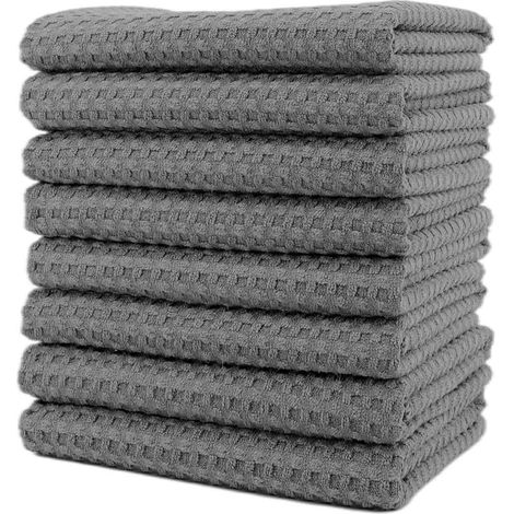 torchons de Cuisine en Microfibres Ultra Premium - Main/Vaisselle - Tissu alvéolé (Gris, 3030 cm) (1/5)