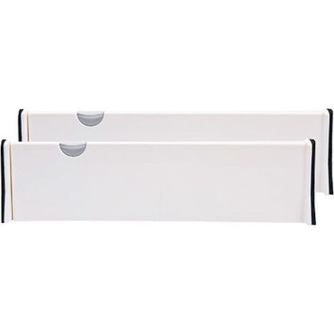 2 pièces séparateurs de tiroir organisateurs de tiroir extensibles pour bureau, cuisine, tiroir, salle de bain, chambre et commode stockage,Blanc (1/5)
