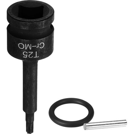 Douille Hexagonale À Choc, Douille Torx T25 À Embase 1/2" Pour Chocs 6 Points Acier CR-MO Avec Goupille Joint Torique Pour Perceuses Ateliers Garages Adaptateur (1/5)