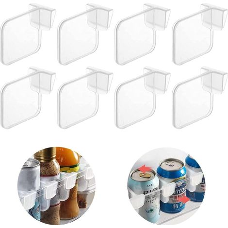Lot de 8 séparateurs de tiroir de réfrigérateur, bacs de rangement transparents, paniers de rangement, séparateur de tiroir portable, boîte de rangement en plastique