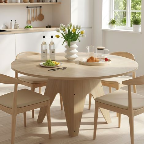 Runder Esstisch 120 cm, moderner Küchentisch für 4 bis 6 Personen für Esszimmer und Wohnzimmer, Holzfarbe