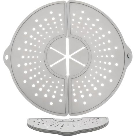 Écran anti éclaboussures en silicone pour poêle à frire de 32 cm, gris, pliable, anti éclaboussures, passe au lave vaisselle, sans BPA (1/5)