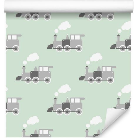 Papier peint féerique rétro à locomotives à vapeur pour le salon et la chambre 50x1000 cm (1/5)