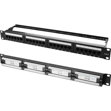 Cat6 10Gbps 24 Port RJ45 Patch Panel for 19" Rack or Wall Mount Compatible Cat6, Cat5e, Cat5 (1/5)